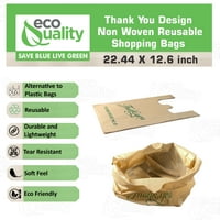 Екоквалност за многократна употреба Екологично благодарно ви благодаря дизайн на хранителни тениски чанти за пазаруване, издръжливи, нетъкани големи, преносими ч