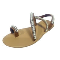 Женски плъзгащ се слайд плоски сандали рокля - ежедневни пръстени пръстен с пръстен Slide сандал -грут приплъзване на флоп флоп ремък сандали - пролетни летни обувки