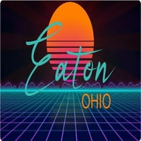 Eaton Ohio Vinyl Decal Stiker Retro Neon Design
