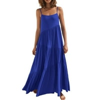 Cethrio Summer Maxi рокля за жени- лятна ежедневна рокля с рокля плаж дълги макси летни рокли за тъмно синьо