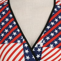 Конфекция Макси рокли за жените Ден на независимостта Реколта Флоу люлка 4 юли САЩ флаг отпечатани в-врата Ръкав вратовръзка талията Цип резервоар рокля патриотич?