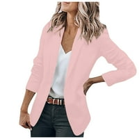 Tking fashion дамски жилетка ежедневна ревера отворен фронт дълъг ръкав работен офис костюм яке палто кардиган за жени розово m