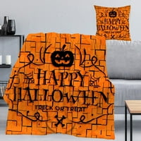 Хелоуин декоративно одеяло с калъф за възглавница, призрак Pumkin Monster одеяло за спалня Дневна общежитие Мъж пещера,265,40x58 ''