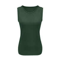 Блузи за жени клирънс лятото тънък годни екипажа врата хлабав Потници памук ризи без ръкави Модерен Плътен цвят Извънгабаритни тениски плюс размер тъмно зелено л