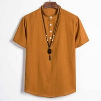 Tking Fashion Designer Spring Summer Summer Men's Lavual Cotton Linen Molid Color Long Loweve Rishes Loose Stand Collar