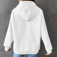 Качулки за жени Плътен цвят Случайни Есен С качулка пуловер качулка основни горнища дамска мода блуза дрехи бели л