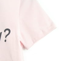 Дамски летни върхове модни жени ежедневни букви отпечатан резервоар с късо ръкав топ блуза реколта върхове риза