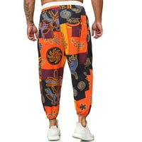 Hinvhai Clearance Мъжки спортни панталони панталони панталони, които пускат джоггери суитчъри оранжево 18
