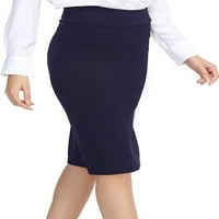 Beiwei дамски бизнес пола с висока талия молив по поли солиден цвят облечени жени обвиване на коляното тъмно синьо L