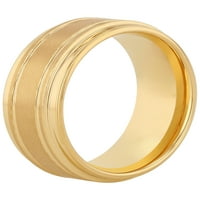 Мъжки злато тон Волфрам Оребрени стъпка ръб Сватбена група-Мъжки пръстен