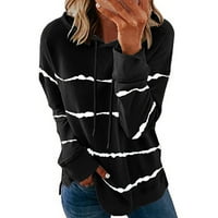 Шикалкав Дамски ежедневни сива врана шарени печатни Суитчъри Дълъг ръкав шнур Пуловер върхове ризи на клирънс