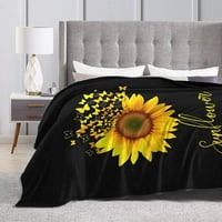 Слънчогледово одеяло пеперуда слънчогледово хвърляне на одеяло меко фланелно одеяло подаръци за деца възрастни 50 x40
