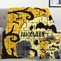 Хелоуин одеяло с калъф за възглавници, одеяло за тиква за Хелоуин за хол за спалня,151,59x79 ''
