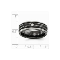 Сив титанов пръстен лента сватба на сватба диамант кръг