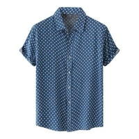 Мъжки ризи Просвет плюс размер риза Плажна риза Хавайски ежедневни полка точка риза Лапета с къса ръкав на риза топ блуза