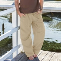Панталони на Kakina за мъже Просвещение Мъжки лятна модна теглене Еластичен плътно цвят свободни ежедневни панталони
