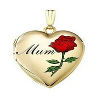 Ден на майките на майките 14k мама роза медальон за сърце в солидно 14k злато пълнеше
