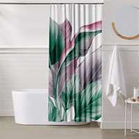 Тропическа завеса за душ, растителна завеса за душ, листна завеса за душ, ботаническа завеса за душ с куки, джунгла завеса за душ за декор за завеса за баня, 60 x72