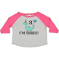 Inktastic 3-ти рожден ден на годината на Dinosaur Party Gift Toddler Boy или Thddler Girl тениска