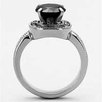 Дамски Сребърен пръстен високо полиран неръждаема стомана пръстен с ААА клас ЦЗ в черен диамант Тк1324