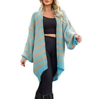 Миаилима Дамска Рейнбоу жилетка пуловер дълъг ръкав Многоцветен Раиран пуловер отворен преден трикотаж палто И2К улично облекло