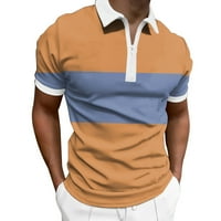 Поло ризи за мъжки пролет и лятна модна ревера цип с къс ръкав отпечатана тениска риза отгоре