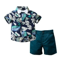 Малко дете име марка дрехи Детски дрехи летни момчета костюм къс ръкав флорални риза Шорти костюм цвят качулка