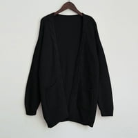 Riforla Women Loose Open Front Front Long Dong Knit Cable Cardigans пуловер с джобове жилетка за жени черни m