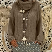 Дамски пуловер с качулка пуловер женски моден ежедневен твърд комфортен дълъг ръкав пуловер пуловер плетен отгоре