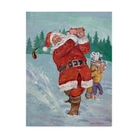 Изобразително изкуство 'снежен голф Дядо Коледа' платно изкуство от Хал Френк