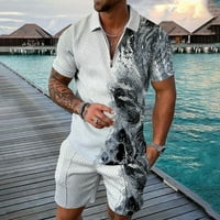 Мъжки бързо сухо 3D костюм за къси ръкави плаж плаж тропически хавайци Body Sports Shorts Костюмът спортен костюм