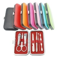 Kripyery Set Manicure Tools с калъф за съхранение преносим въглеродна стомана Домакинска нокти за нокти за ухото лъжица нокти за ножици комплект инструменти за ежедневна употреба
