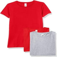 Marky G Apparel Girls's Shortlyeeve Crew Neck Solid тениски памук, S, червен червен хедър