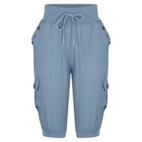 PBNBP капри за жени ежедневен летен клирънс плюс размер високо талийско памучно бельо с теглене капри панталони плюс размер жени капри с джобове