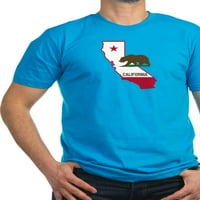 Cafepress - Тениска от мечка Cali W Bear - Мъжки монтирана тениска