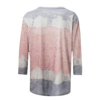 -Shirts for Women Summer Tops for Women Women's Round Neck Luse Lastual Tie Dye Print Blouse Редовна годна риза