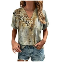 Големи тениски за уаумен летни тениски по поръчка на тениски на туники за жени ежедневни студени ризи за блуза, бутон за ръкав надолу блузи отгоре