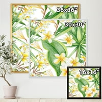Жълти цветя и тропически листа живопис платно Арт Принт