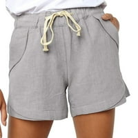 Sawvnm дамски плюс размер теглене на ежедневни еластични талии джобни разхлабени твърди шорти панталони горещи продажби