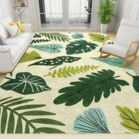 Листата килим, зелени листа затруднени пода килим, винтидж миещи се меки пухкави големи килими за хола спалня офис класна стая ферма декор 2 '3'