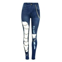 Fvwitlyh Cargo Jeans Женските звънчета дънни дънки дестарирани разкъсани дънки за пламък еластична талия суров подгъв с дънкови панталони