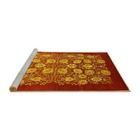 Ahgly Company Machine Pashable Indoor Rectangle Oriental Yellow Industrial Area Rugs, 7 '9'