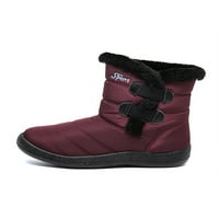 Колиша Дамски сгъстен сняг ботуши кожа облицована приплъзване на топло глезена обувки Противоплъзгащи черни ботуши