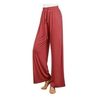 Панталони за женски разхлабени с висока талия панталони с широки панталони за крака на модертни ежедневни панталони йога фитнес панталони червени xxxl