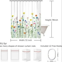Флорална завеса за душ за баня Цветя душ завеса акварелен душ завеса див цвят цветна завеса за баня с куки декоративни доста растение завеса за душ, 72 W 78