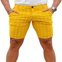 Мъжки рокля Къси панталони карирана мини панталон раирани шорти тънък годни дъна лято жълто хл