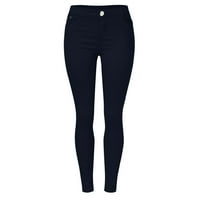 Панталони за жени с висока възвишена мода Jean Classic Molid Color Manile Jeans Небрежно редовно плътно прилепнали дънки