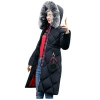 Женско палто свободно качулка твърд цвят хляб дрехи топло дебело подплатено яке зимно яке парка палто