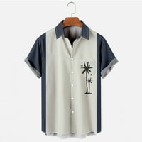 Мъжки печатни модел Случайни Мода Ревера риза с къс ръкав блуза