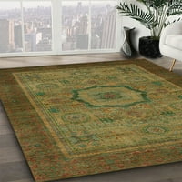 Ahgly Company Machine Pashable Indoor Rectangle Abstract Hazel Green Area Rugs, 2 '5'